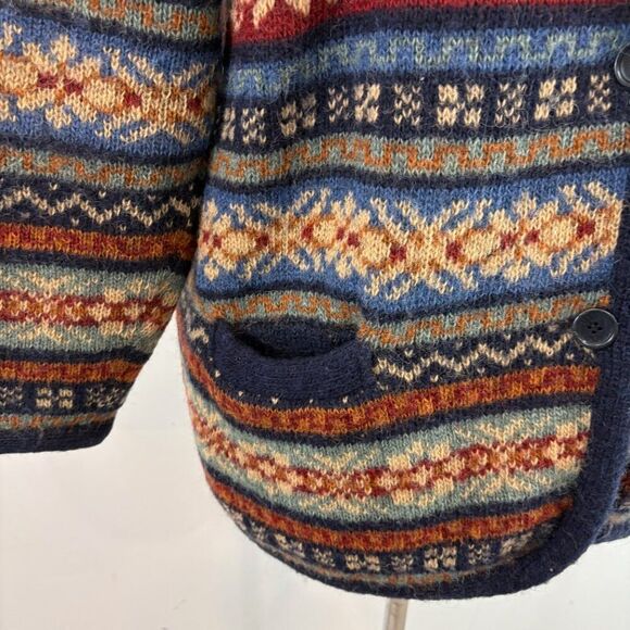SAGA Vintage 90s Streetwear Womens Fair Isle Knit Cardigan Sweater sz L - Picture 6 of 10